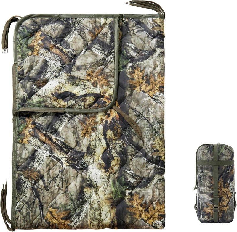 Camo Poncho Liner, Army Blanket, Military Sleeping Bag, with A Compression Carrying Bag, for Traveling, Hiking, Camping, Outdoor Survival, Car Blanket